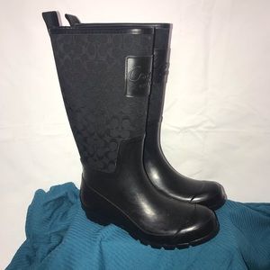 Womens Coach Black Rain Boots